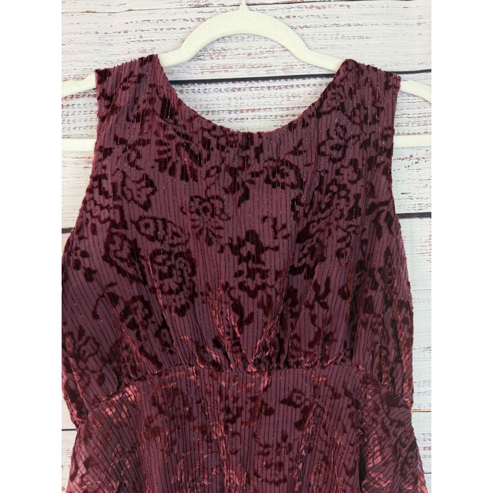 Free People Whimsigoth Plum Velvet Floral Dress - Picture 5 of 7
